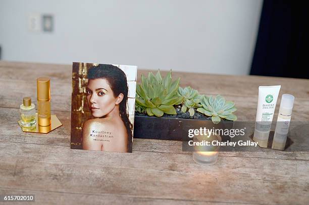 Manuka Doctor skincare products are seen on display during Cocktail Party With Manuka Doctor Global Brand Ambassador Kourtney Kardashian at Gracias...