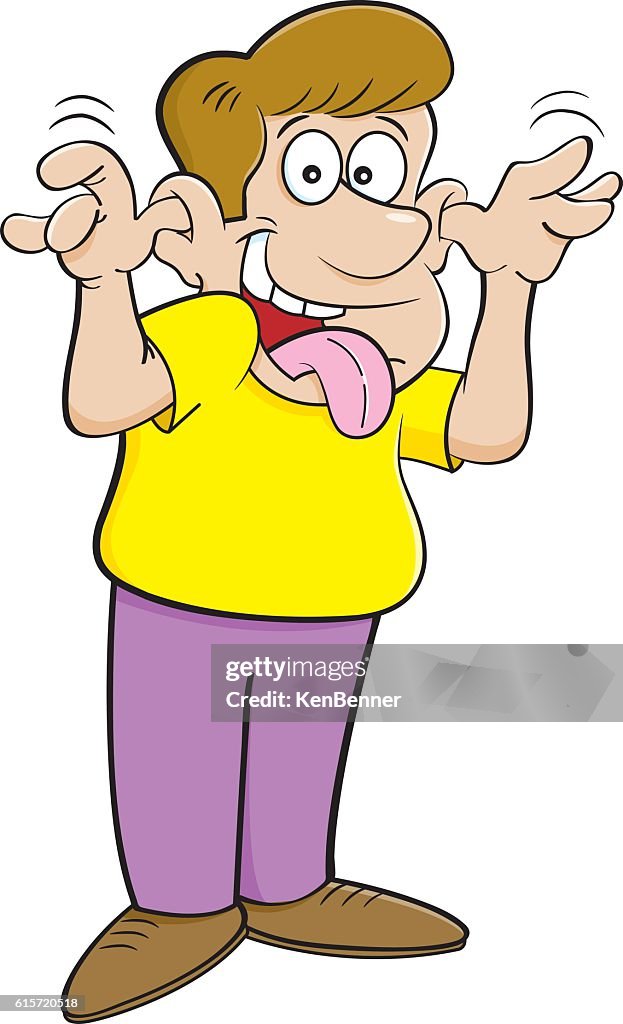 Hombre De Dibujos Animados Con Los Dedos En Las Orejas Y La Lengua Hacia Fuera Ilustración de stock - Getty Images Hombre De Dibujos Animados Con Los Dedos En Las Orejas Y La Lengua Hacia Fuera Ilustración de stock - Getty Images