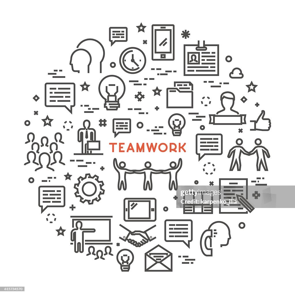 Vector Line Creative Concept For Teamwork High-Res Vector Graphic ...
