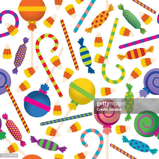 seamless pattern trick or treat candies - peppermint candy stock illustrations