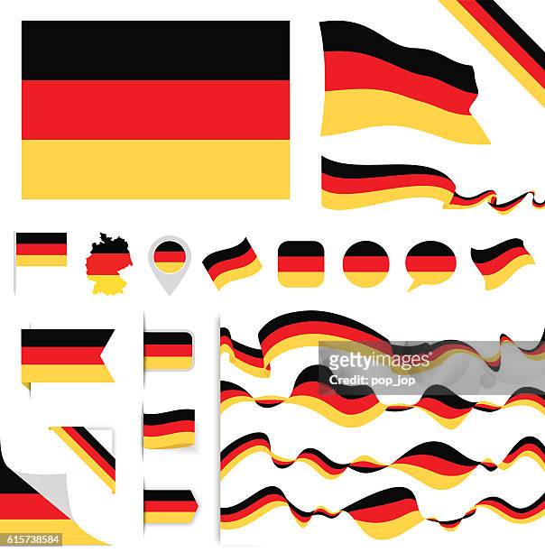germany flag set - german culture stock illustrations