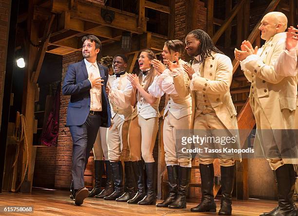 Lin-Manuel Miranda at the opening night of Hamilton at PrivateBank Theatre on October 19, 2016 in Chicago, Illinois.