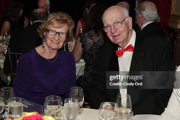Grace Kennan Warnecke and Paul A. Volcker attend the National Committee On American Foreign Policy 2016 Gala Dinner on October 19, 2016 in New York...