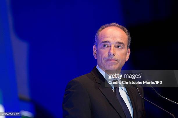 Candidate to the Primary Election of right wing to the Presidential Election 2017 Jean Francois Cope delivers a speech before 600 business leaders...