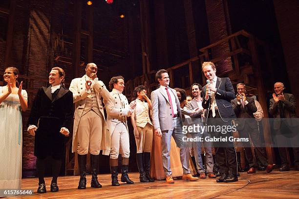 Jeffrey Seller attends the curtain call for 'Hamilton' Chicago opening night at PrivateBank Theatre on October 19, 2016 in Chicago, Illinois.