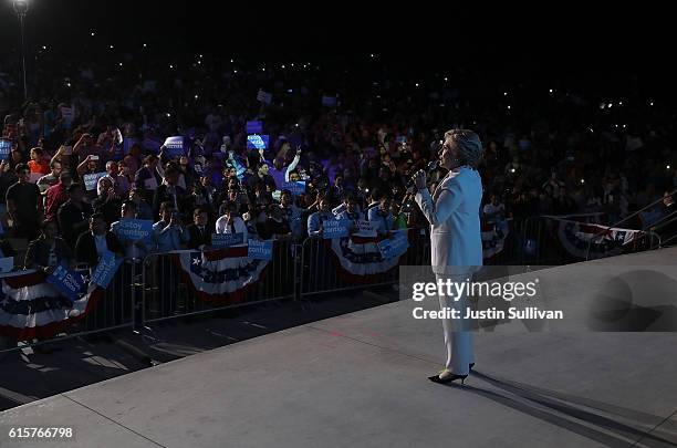 Democratic presidential nominee Hillary Clinton speaks during a debate watch party at Craig Ranch Regional Amphitheater following the third U.S....