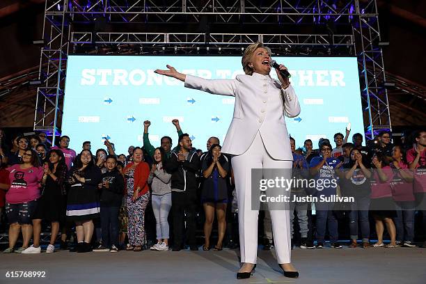 Democratic presidential nominee Hillary Clinton speaks during a debate watch party at Craig Ranch Regional Amphitheater following the third U.S....