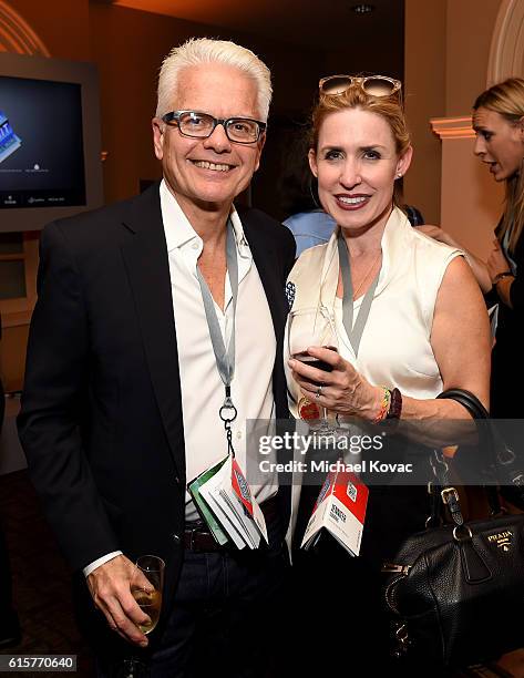 Bob Jeffrey and Jennifer Gonring attend the Vanity Fair New Establishment Summit cocktail party at The Ferry Building on October 19, 2016 in San...