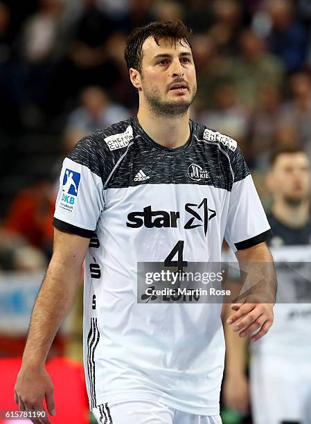 Domagoj Duvnjak of Kiel reacts during the DKB HBL Bundesliga match between THW Kiel and TSV Hannover-Burgdorf at Sparkassen Arena on October 19, 2016...