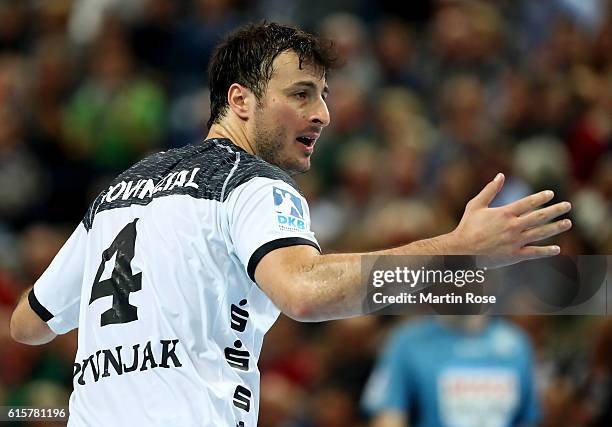 Domagoj Duvnjak of Kiel reacts during the DKB HBL Bundesliga match between THW Kiel and TSV Hannover-Burgdorf at Sparkassen Arena on October 19, 2016...