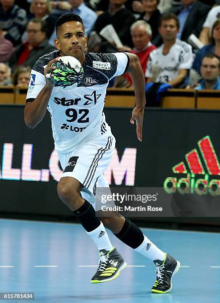 Raul Santos of Kiel in action during the DKB HBL Bundesliga match between THW Kiel and TSV Hannover-Burgdorf at Sparkassen Arena on October 19, 2016...