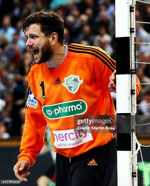 Martin Ziemer, goalkeeper of Hannover-Burgdorf reacts during the DKB HBL Bundesliga match between THW Kiel and TSV Hannover-Burgdorf at Sparkassen...