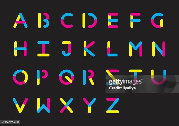 plasticine alphabet - alphabet neon stock illustrations
