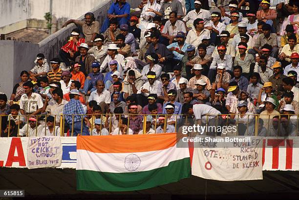 Indian crowds during the first day of the First One Day Tour match between India and South Africa played at Eden Gardens, in Calcutta, India on...