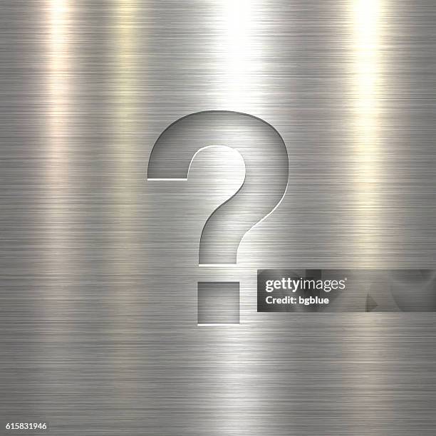 question mark ? - symbol on metal texture background - shiny silver background stock illustrations