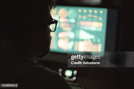 Computer Monitor Man Man In Front Of Computer Monitor Working High-Res Stock Photo - Getty ...
