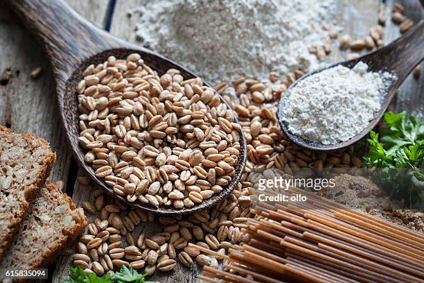 raw spelt flour pasta bread - wheat flour stock pictures, royalty-free photos & images