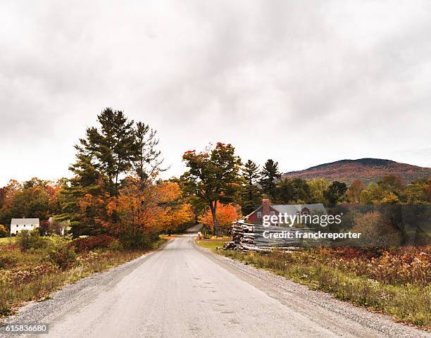 autumnal park in new england during the autumn - maine road stock pictures, royalty-free photos & images
