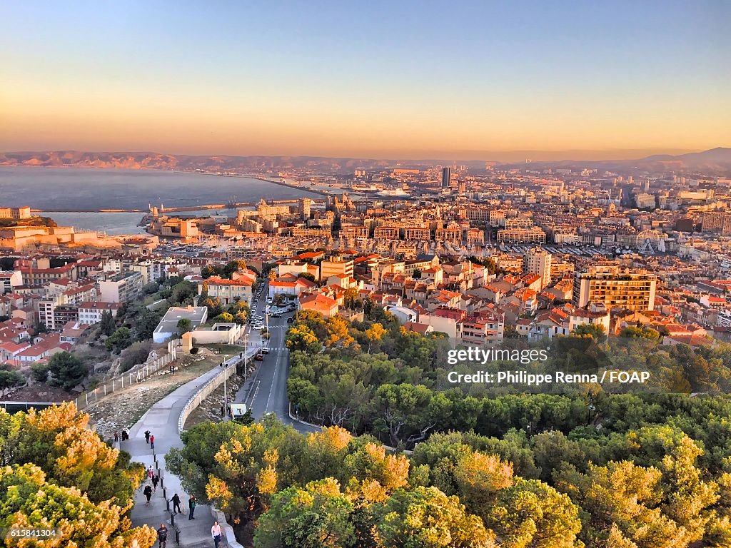 Aerial view of a Marseille city, France