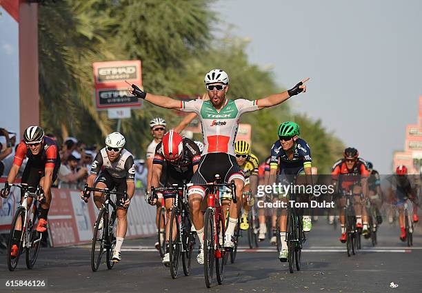 Giacomo Nizzolo of Italy and Trek Segafredo wins stage one of the 2016 Abu Dhabi Tour on October 20, 2016 in Abu Dhabi, United Arab Emirates.