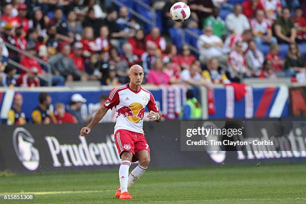 Aurelien Collin of New York Red Bulls in action during the New York Red Bulls Vs Columbus Crew SC MLS regular season match at Red Bull Arena, on...