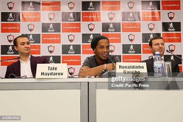 Brazil's football player Ronaldinho attends a press conference at Olympic Stadium. Football club "Gabala" is preparing for the implementation of the...