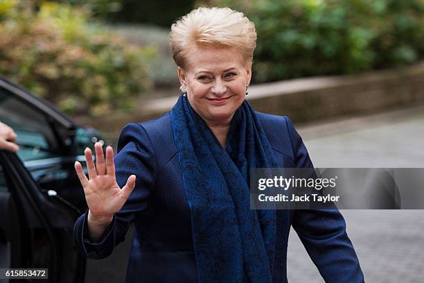 President of Lithuania Dalia Grybauskaite arrives at the Council of the European Union on the first day of a two day summit on October 20, 2016 in...