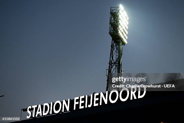 General view of the outside of the stadium prior to the UEFA Europa League match between Feyenoord and FC Zorya Luhansk at De Kuip on October 20,...