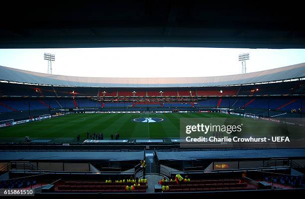 General view of the pitch prior to the UEFA Europa League match between Feyenoord and FC Zorya Luhansk at De Kuip on October 20, 2016 in Rotterdam,...