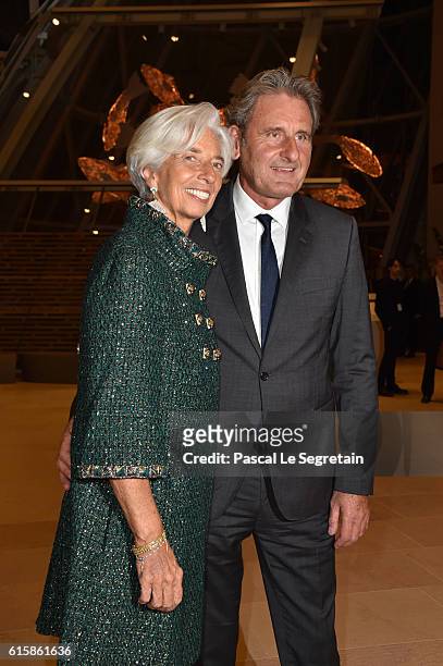 Christine Lagarde and Xavier Giocanti attend a Cocktail for the opening of "Icones de l'Art Moderne, La Collection Chtchoukine"at Fondation Louis...