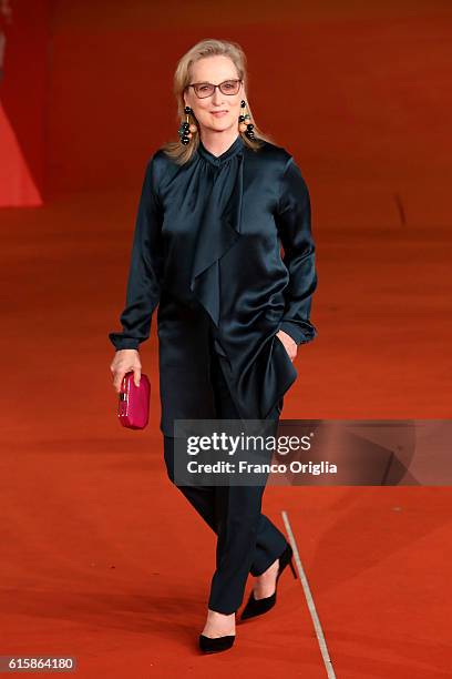 Meryl Streep walks a red carpet for 'Florence Foster Jenkins' during the 11th Rome Film Festival at Auditorium Parco Della Musica on October 20, 2016...