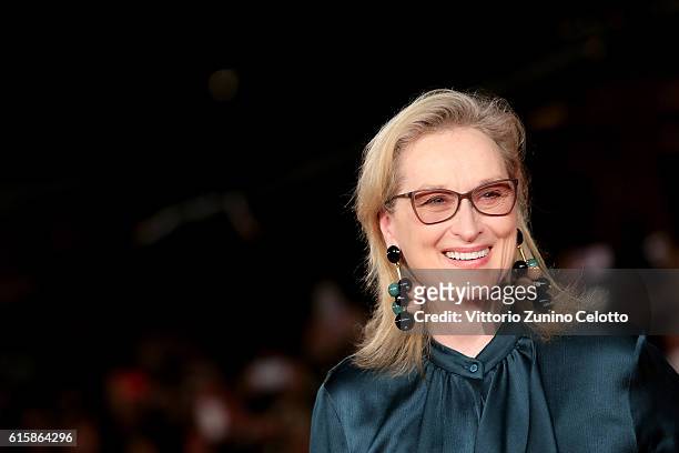 Meryl Streep walks a red carpet for 'Florence Foster Jenkins' during the 11th Rome Film Festival at Auditorium Parco Della Musica on October 20, 2016...