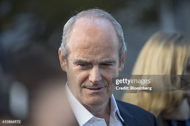 Michael Evans, co-president of Alibaba Group Holding Ltd., speaks to attendees prior to a Bloomberg Television interview at the Vanity Fair New...