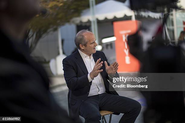 Michael Evans, co-president of Alibaba Group Holding Ltd., speaks during a Bloomberg Television interview at the Vanity Fair New Establishment Summit...