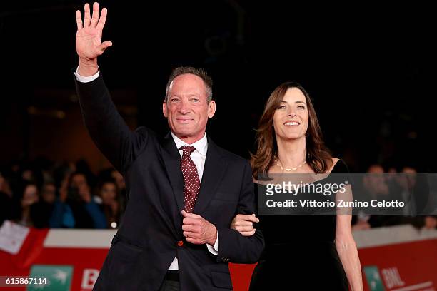 Anthony Peck and Cecilia Peck walk a red carpet honouring Gregory Peck during the 11th Rome Film Festival at Auditorium Parco Della Musica on October...