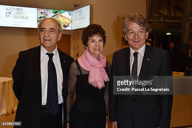 Jean-Pierre Elkabbach,Nicole Avril and Thierry Breton attend a Cocktail for the opening of "Icones de l'Art Moderne, La Collection Chtchoukine"at...