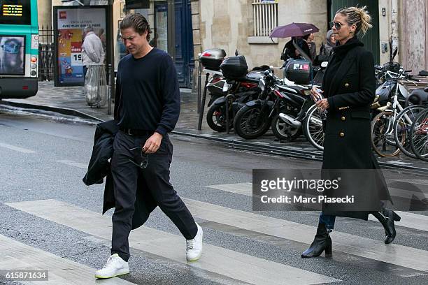 Heidi Klum and Vito Schnabel are seen in Le Marais quarter on October 20, 2016 in Paris, France.