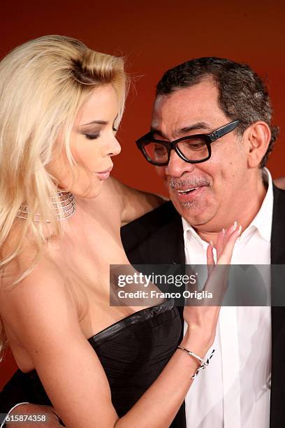 Ria Antoniou and Guillermo Mariotto walk a red carpet for 'Fritz Lang' during the 11th Rome Film Festival at Auditorium Parco Della Musica on October...