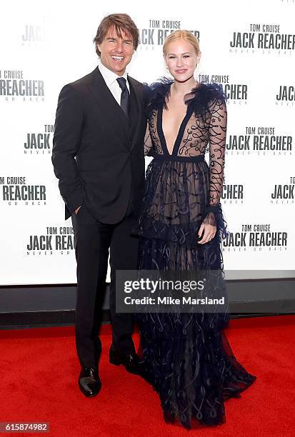Tom Cruise and Danika Yarosh attend the European premiere of "Jack Reacher: Never Go Back" at Cineworld Leicester Square on October 20, 2016 in...