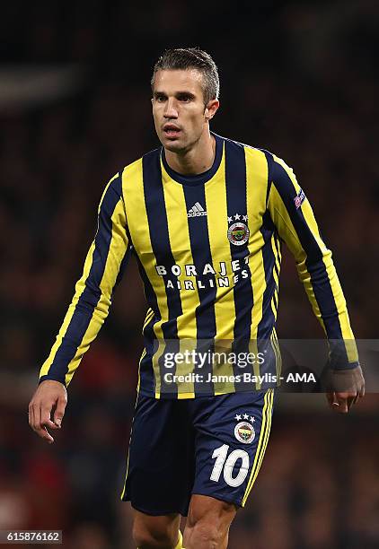 Robin van Persie of Fenerbahce looks on during the UEFA Europa League match between Manchester United FC and Fenerbahce SK at Old Trafford on October...