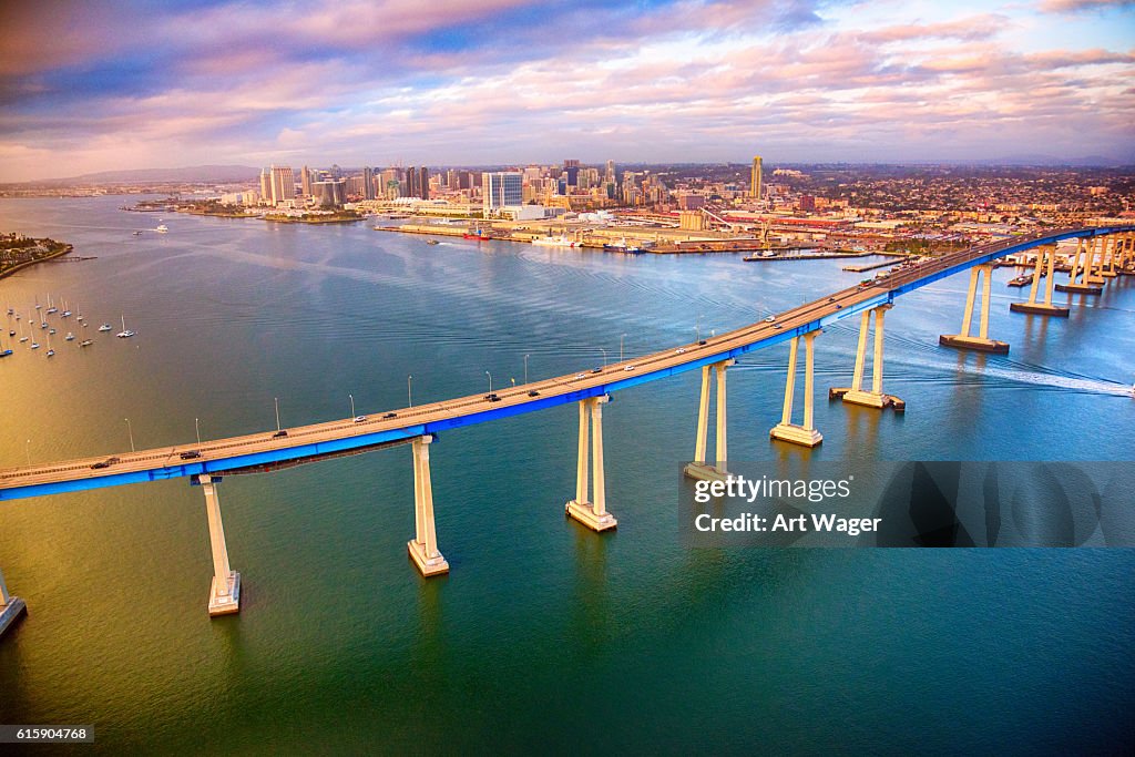 San Diego Skyline Beyond the Coronado Bridge