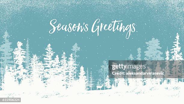 holiday background with snow covered trees - panoramic treeline stock illustrations