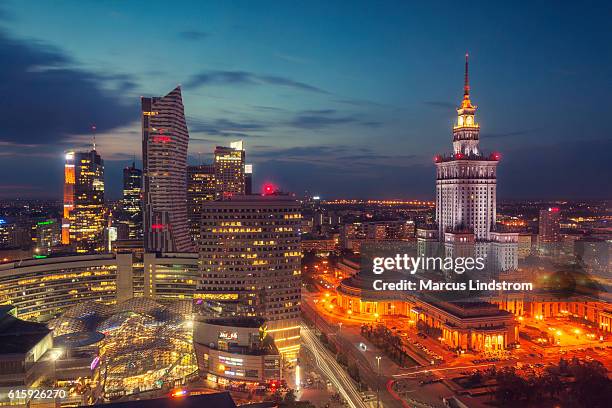 night in warsaw - poland city stock pictures, royalty-free photos & images