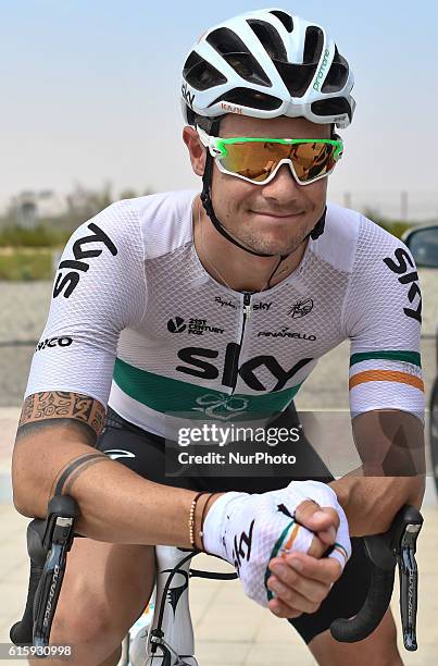 Nicolas Roche is an Irish professional road bicycle racer for UCI ProTeam Team Sky, pictured ahead of the opening stage of the Tour of Abu Dhabi, the...