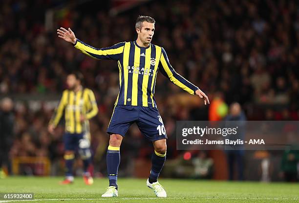 Robin van Persie of Fenerbahce in action during the UEFA Europa League match between Manchester United FC and Fenerbahce SK at Old Trafford on...