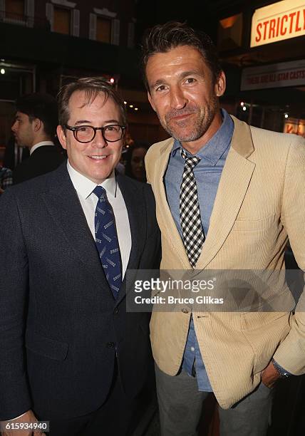 Matthew Broderick and Jonathan Cake pose at the opening night of "The Front Page" on Broadway at The Broadhurst Theatre on October 20, 2016 in New...