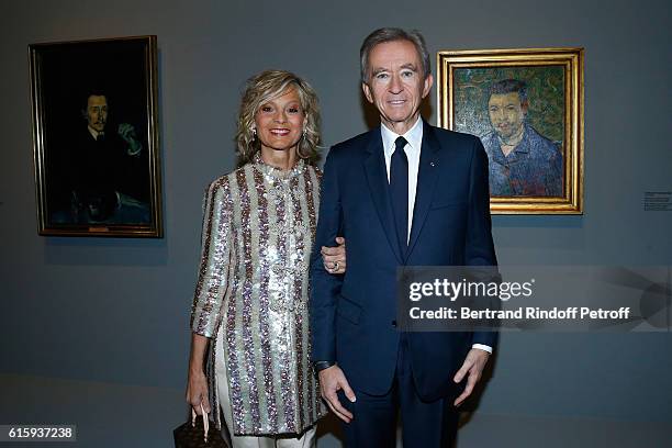 Owner of LVMH Luxury Group Bernard Arnault and his wife Helene Arnault attend the "Icones de l'Art Moderne, La Collection Chtchoukine" : Cocktail at...