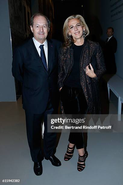 Academician Jean-Marie Rouart and Anne Fulda attend the "Icones de l'Art Moderne, La Collection Chtchoukine" : Cocktail at Fondation Louis Vuitton on...