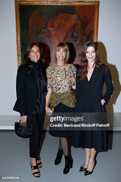 Katia Toledano, Mathilde Pallier and actress Chiara Mastroianni attend the "Icones de l'Art Moderne, La Collection Chtchoukine" : Cocktail at...