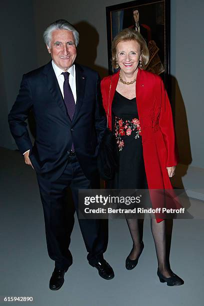 Baron Ernest-Antoine Seilliere and his wife Antoinette Barbey attend the "Icones de l'Art Moderne, La Collection Chtchoukine" : Cocktail at Fondation...